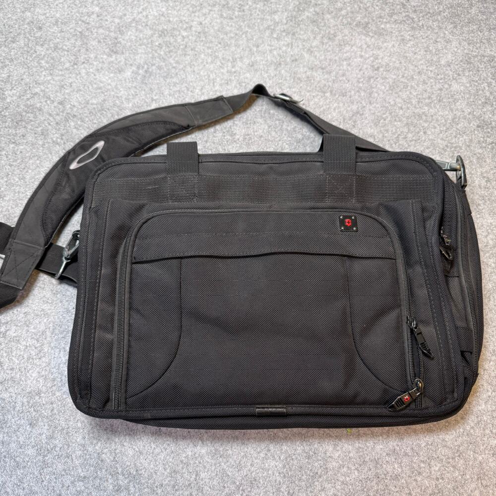Victorinox Swiss Army Black Nylon Laptop Briefcase Business Messenger Bag